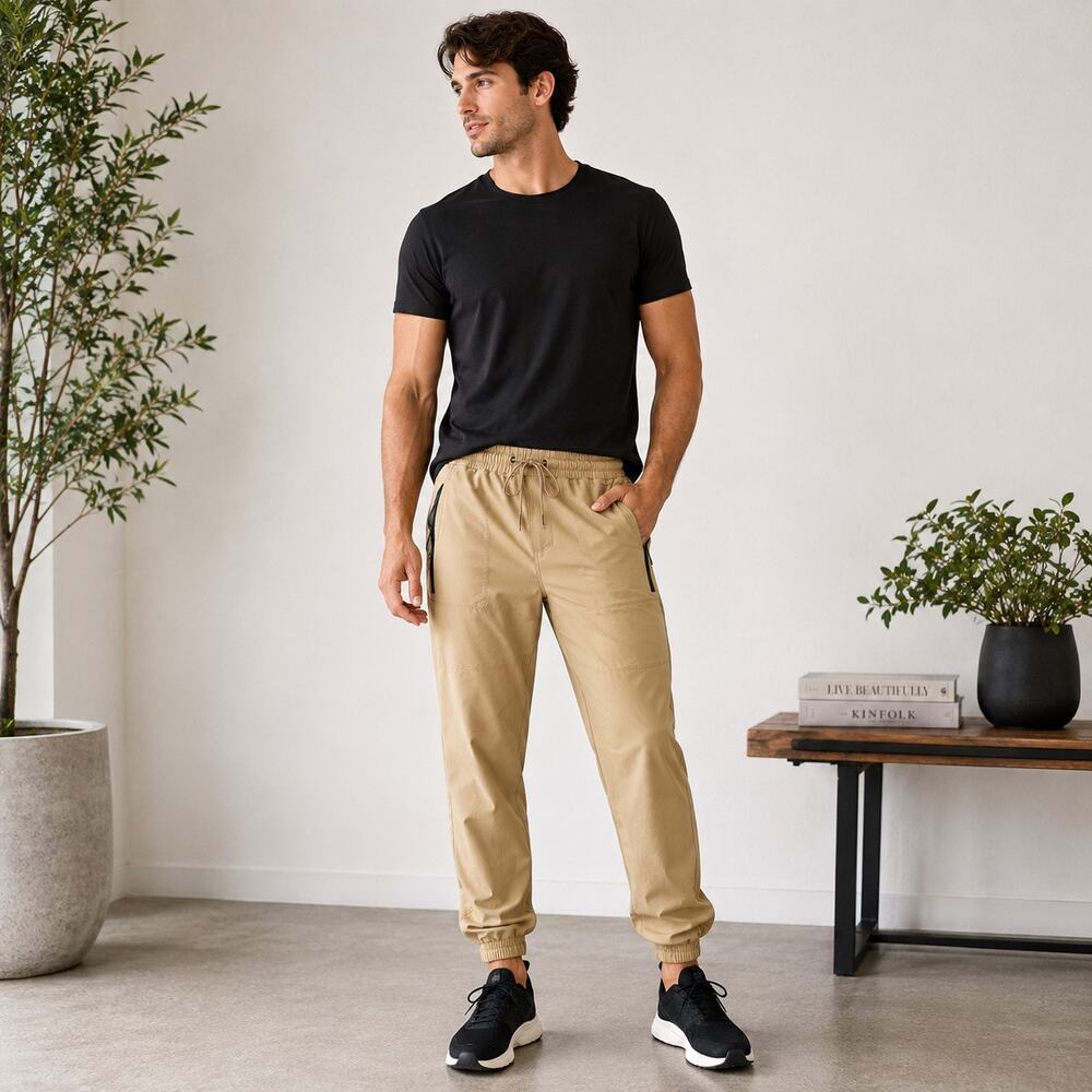 BCG Men’s Tan Tech Jogger Pants Athletic Utility Hiking Size Large